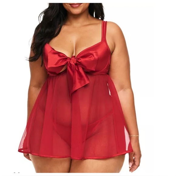 NWT Adore Me Bessima Red Babydoll Lingerie Size 2X - Picture 8 of 10